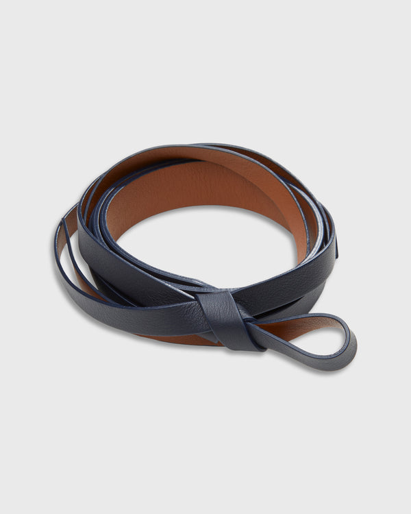 sid mashburn 1" Reversible Wrap Leather Belt in Navy/English Tan