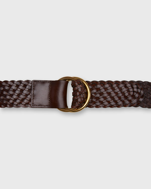 Sid Mashburn 2" Double O-Ring Woven Belt In Chocolate Leather