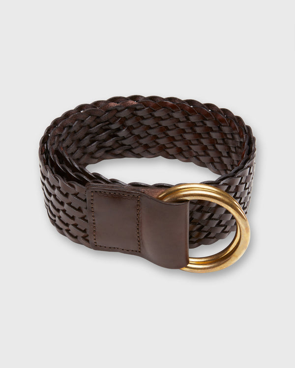 sid mashburn 2" Double O-Ring Woven Belt in Chocolate Leather