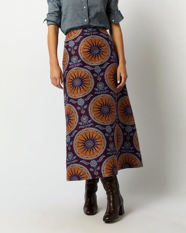 Sid Mashburn A-Long Skirt In Purple Sovereign Cady Wool