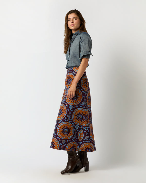 Sid Mashburn A-Long Skirt In Purple Sovereign Cady Wool