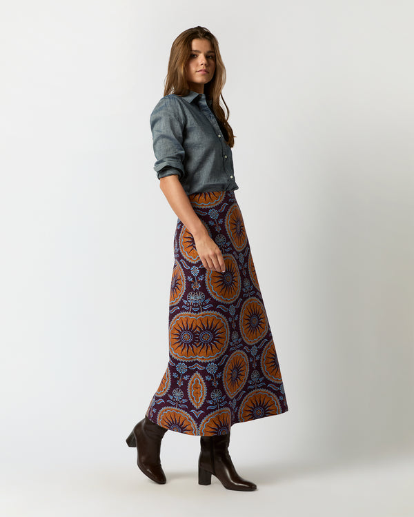 Sid Mashburn A-Long Skirt In Purple Sovereign Cady Wool