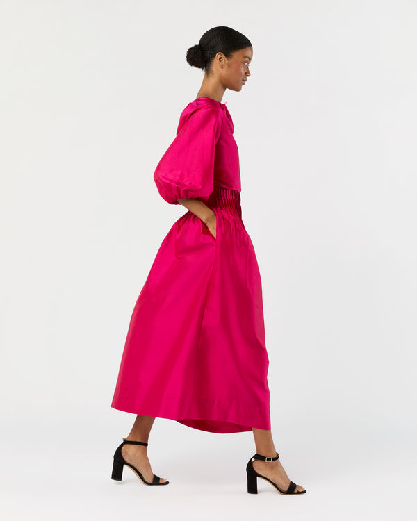 Sid Mashburn Adah Pintuck Skirt In Fuchsia Silk Shantung