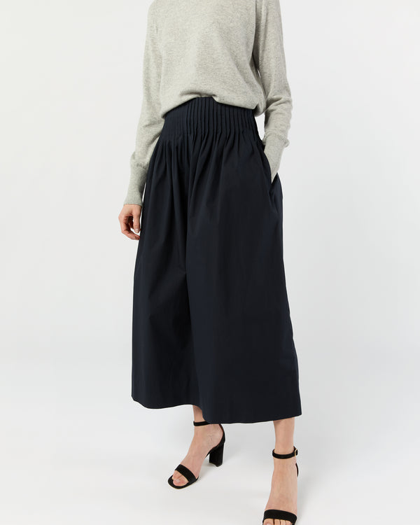 Sid Mashburn Adah Pintuck Skirt In Navy Paperweight Stretch Poplin