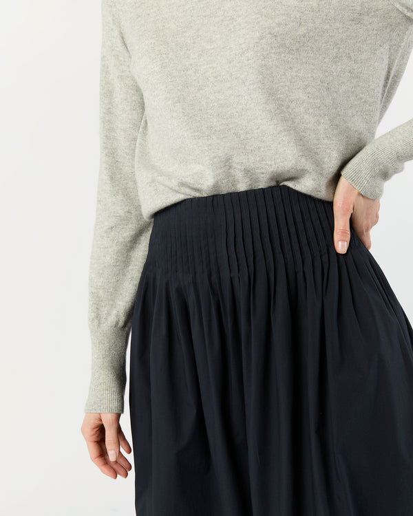 Sid Mashburn Adah Pintuck Skirt In Navy Paperweight Stretch Poplin