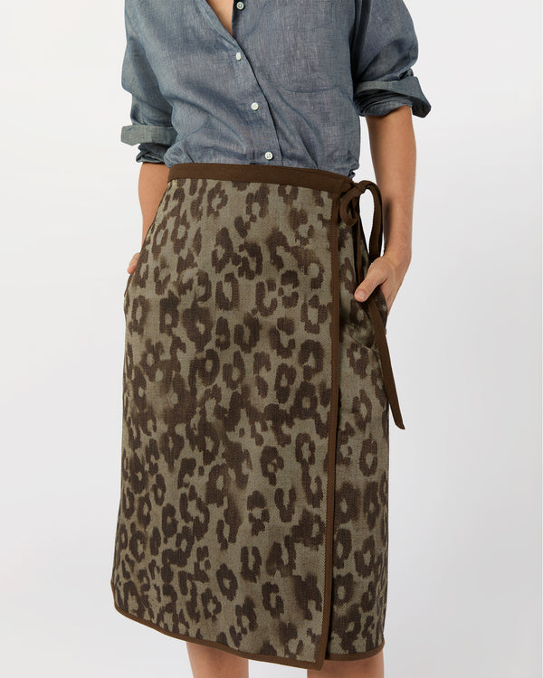 Sid Mashburn Adley Wrap Skirt In Leopard Cavalry Twill Jacquard