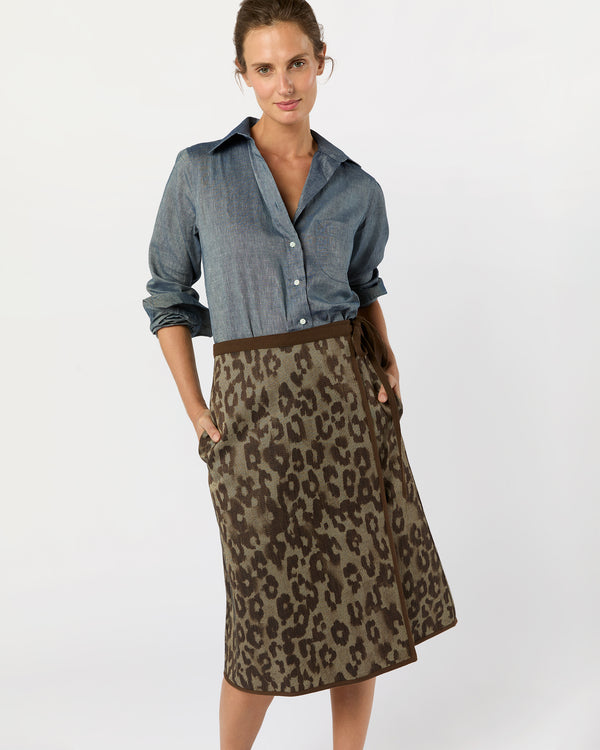 Sid Mashburn Adley Wrap Skirt In Leopard Cavalry Twill Jacquard
