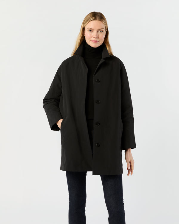 Sid Mashburn Agatha Cashpad Coat In Black Cotton/Nylon Faille