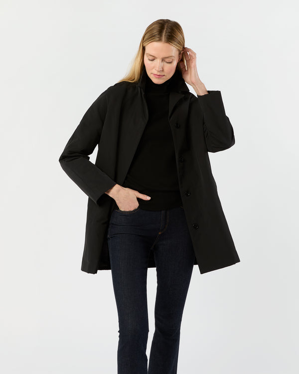 Sid Mashburn Agatha Cashpad Coat In Black Cotton/Nylon Faille