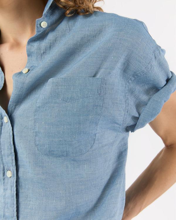 Sid Mashburn Agnes Shirt In Extra Light Washed Cotolino Chambray