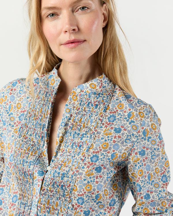 Sid Mashburn Alden Shirt In Blue/Gold D'Anjo Liberty Fabric