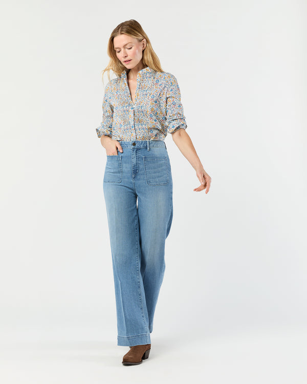 Sid Mashburn Alden Shirt In Blue/Gold D'Anjo Liberty Fabric