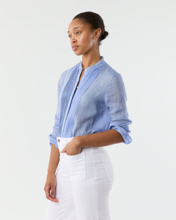 Sid Mashburn Alden Shirt In Cornflower Featherweight Ramie