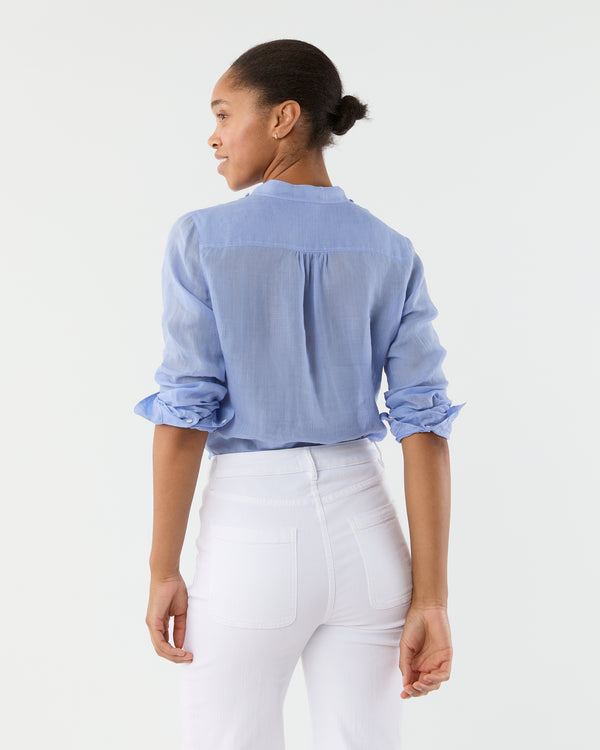 Sid Mashburn Alden Shirt In Cornflower Featherweight Ramie