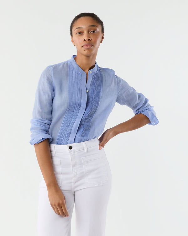 sid mashburn Alden Shirt in Cornflower Featherweight Ramie