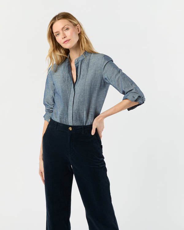 sid mashburn Alden Shirt in Indigo Cotolino Chambray