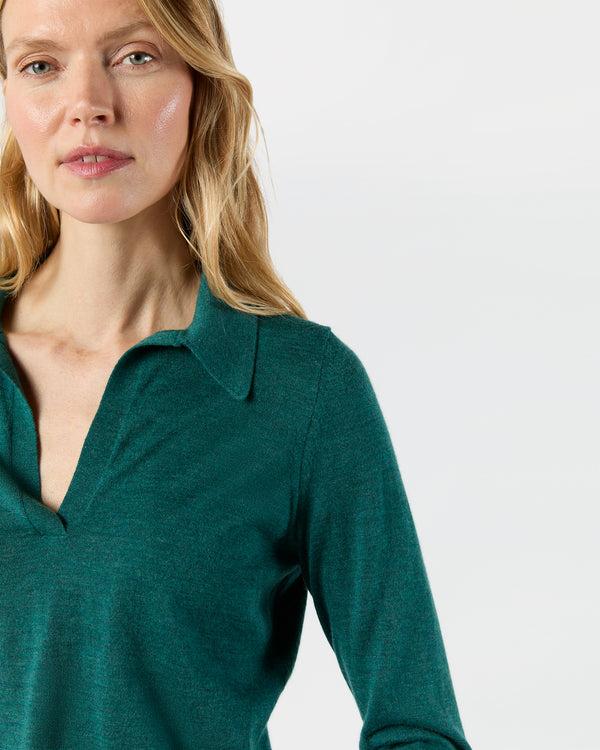 Sid Mashburn Alida Johnny-Collar Sweater In Highland Green Cashmere