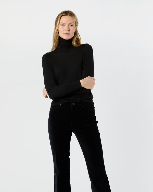sid mashburn Alida Turtleneck Sweater in Black Cashmere
