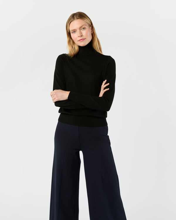 sid mashburn Alida Turtleneck Sweater in Black Escorial Wool