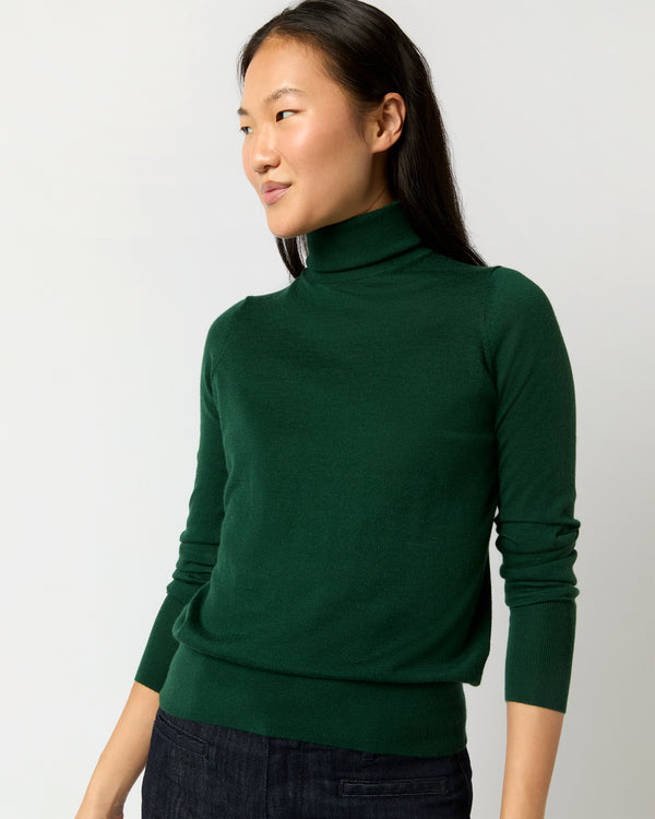 sid mashburn Alida Turtleneck Sweater in Bottle Green Cashmere