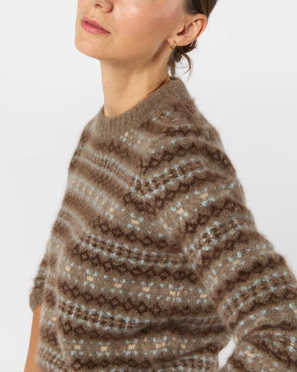 Sid Mashburn Alpine Fair Isle Sweater In Hazelnut Multi Cashmere/Silk