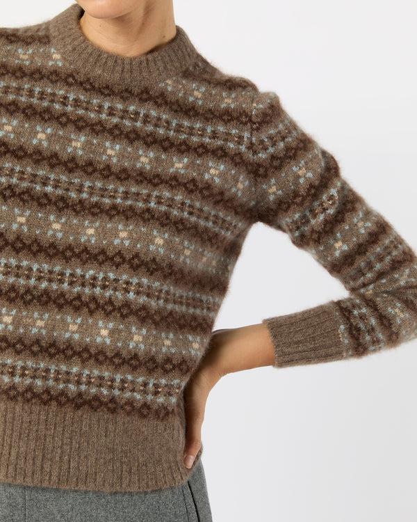 Sid Mashburn Alpine Fair Isle Sweater In Hazelnut Multi Cashmere/Silk