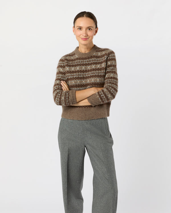 sid mashburn Alpine Fair Isle Sweater in Hazelnut Multi Cashmere/Silk