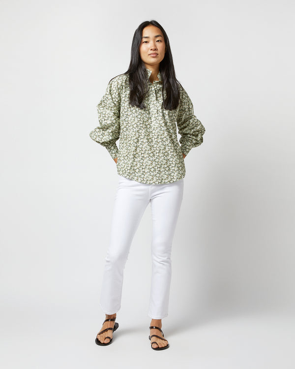 Sid Mashburn Anaya Popover Shirt In Olive Eliasson Liberty Fabric