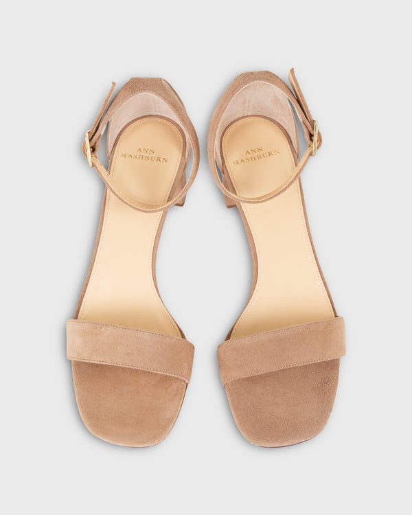 Sid Mashburn Ankle-Wrap Block Heel In Caramel Suede