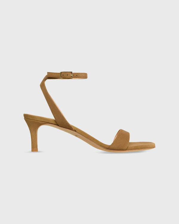 sid mashburn Ankle-Wrap Kitten Heel in Caramel Suede