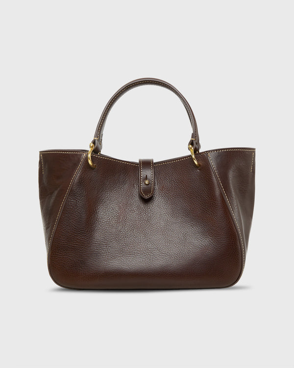 sid mashburn Annalisa Satchel Bag in Dark Brown Leather