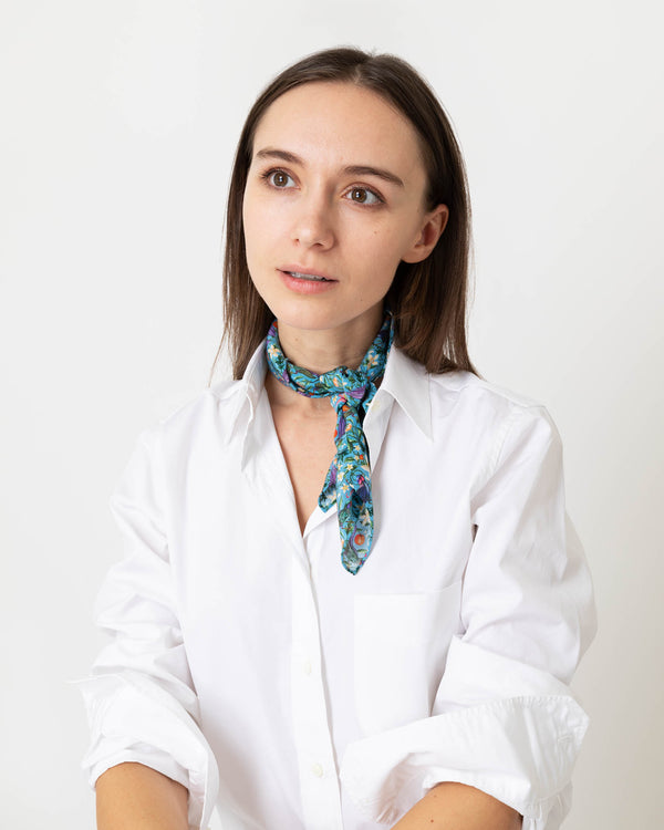 Sid Mashburn Anyway Scarf In Baby Blue Multi Forbidden Orchard Liberty Fabric Silk