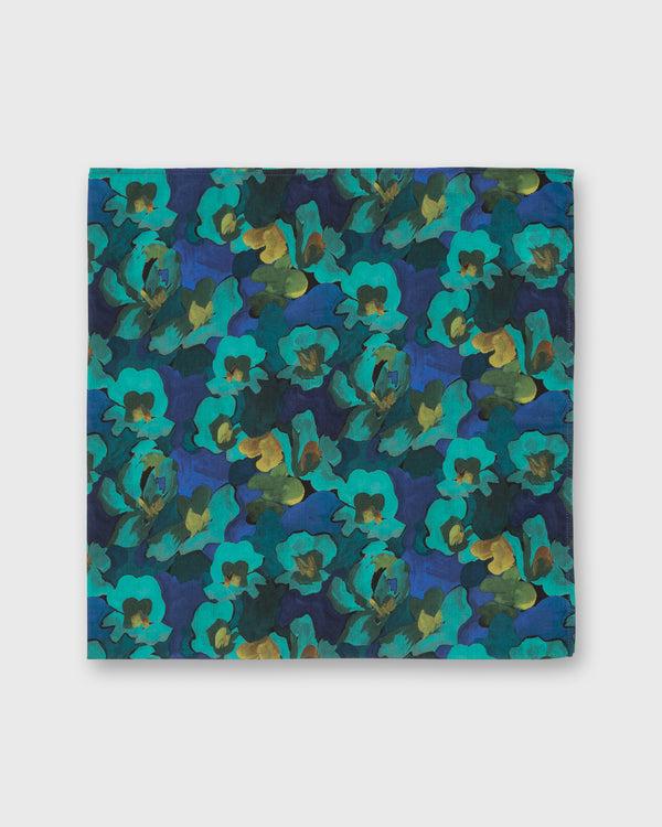 Sid Mashburn Anyway Scarf In Navy/Turquoise/Gold Jemma Rose Liberty Fabric