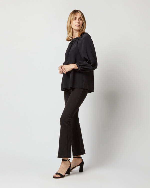 Sid Mashburn Ariana Blouse In Black Silk Crepe De Chine