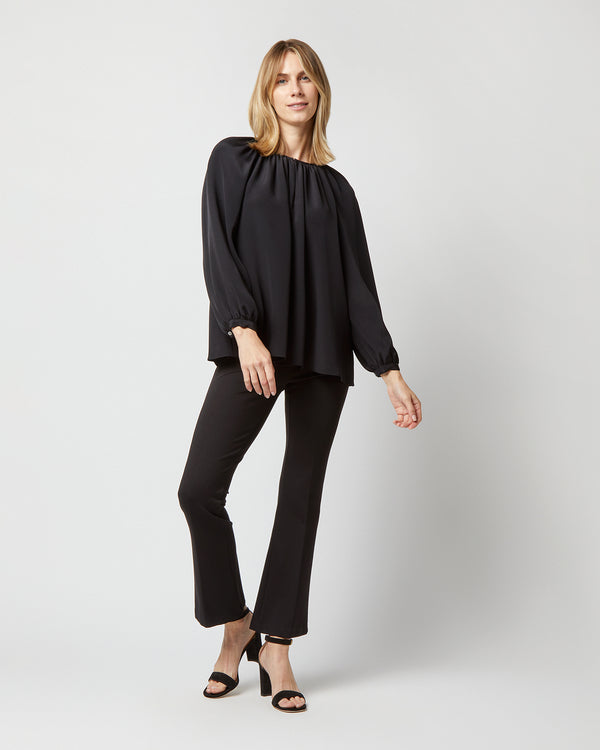 Sid Mashburn Ariana Blouse In Black Silk Crepe De Chine