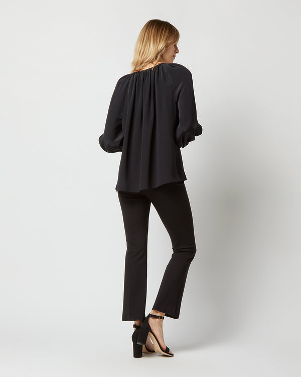 Sid Mashburn Ariana Blouse In Black Silk Crepe De Chine