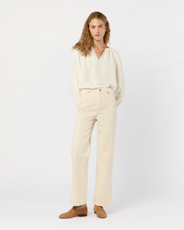 Sid Mashburn Ariana Blouse In Ivory Silk Crepe De Chine