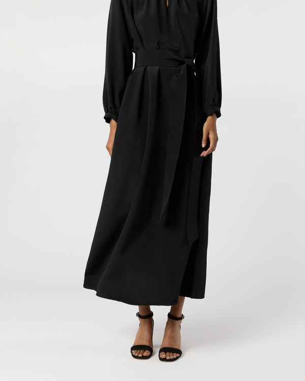 Sid Mashburn Ariana Maxi Dress In Black Silk Crepe De Chine