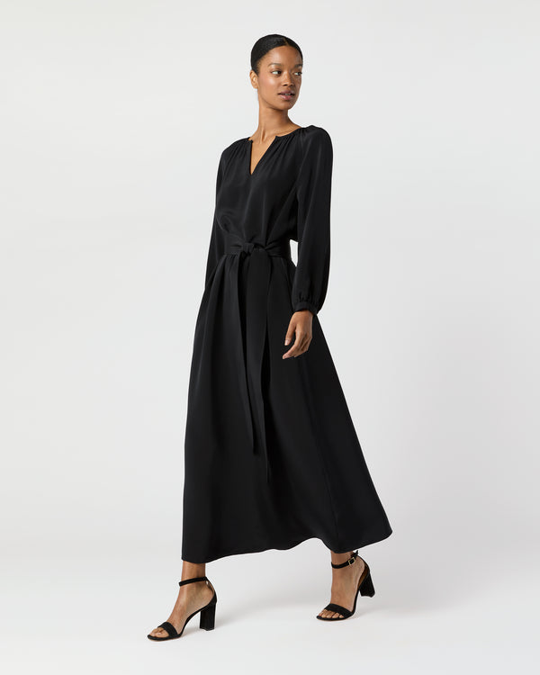 sid mashburn Ariana Maxi Dress in Black Silk Crepe de Chine