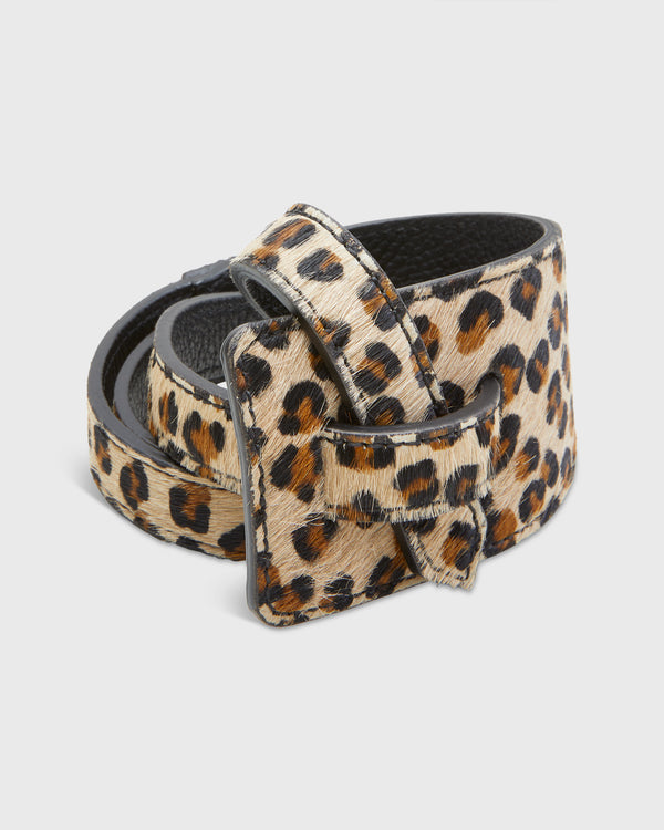 sid mashburn Asymmetrical Loop Thru Belt in Mini Leopard Printed Calf Leather