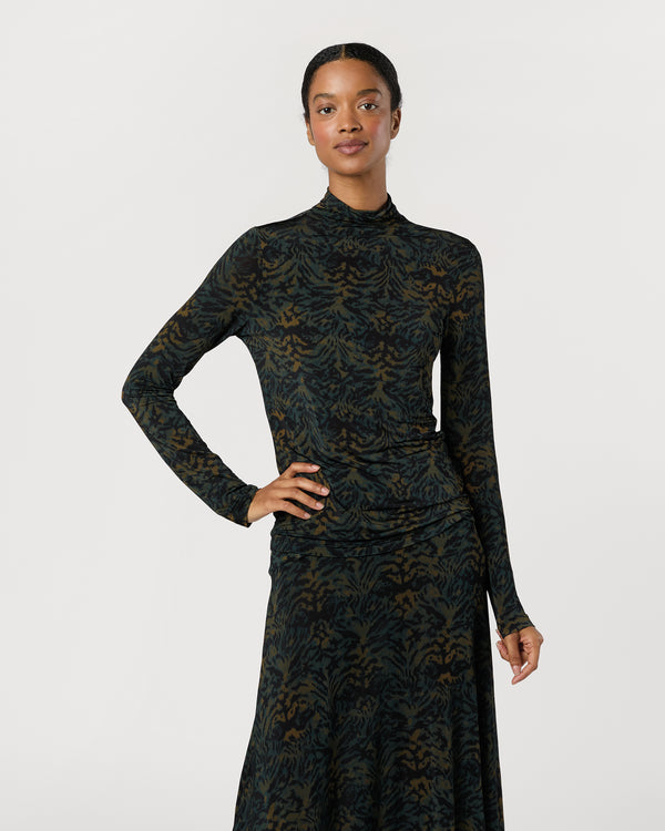 sid mashburn Aurelia Jersey Long Sleeve Turtleneck Top in Desert Jasper