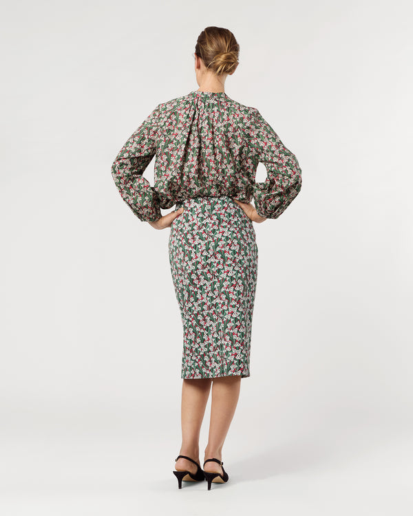 Sid Mashburn Aurora Skirt In Crimson/Multi Laith Liberty Fabric Twill