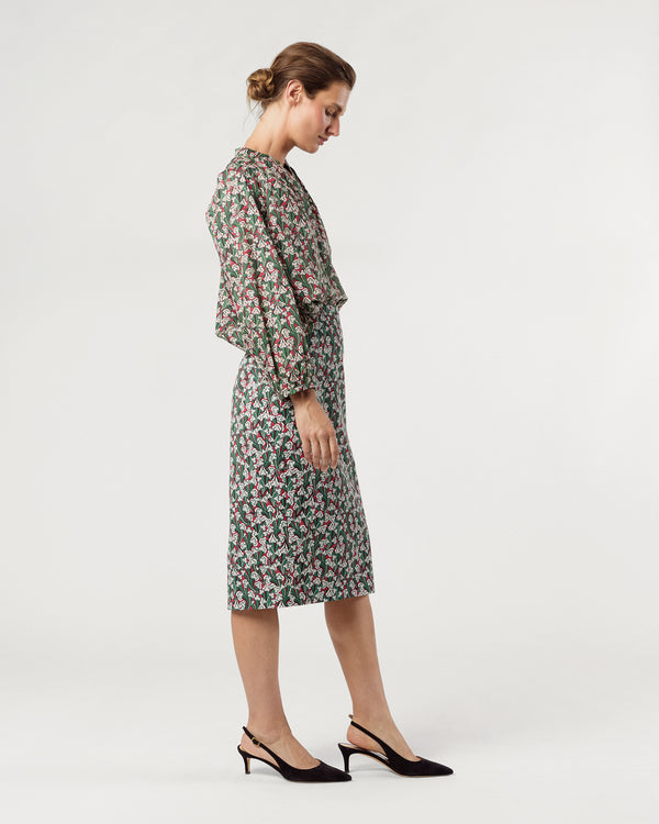 Sid Mashburn Aurora Skirt In Crimson/Multi Laith Liberty Fabric Twill