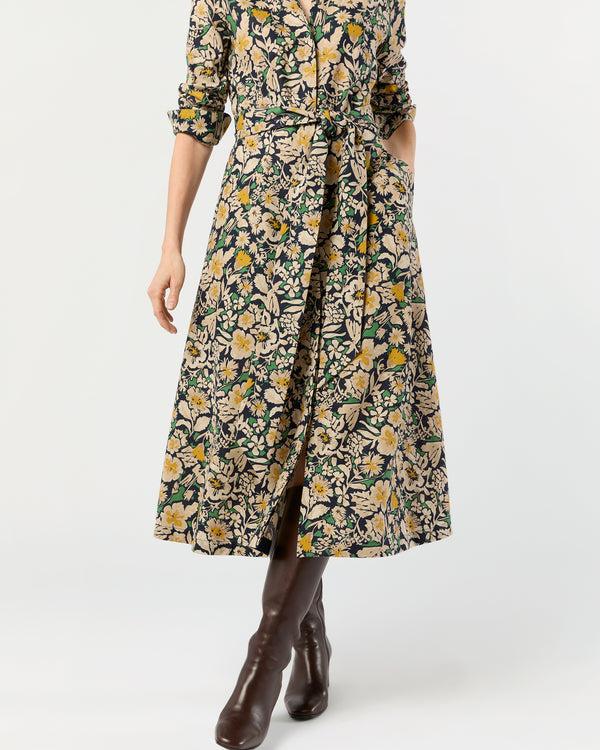 Sid Mashburn Avery Shirtwaist Dress In Navy/Multi Floral Printed Cotolino