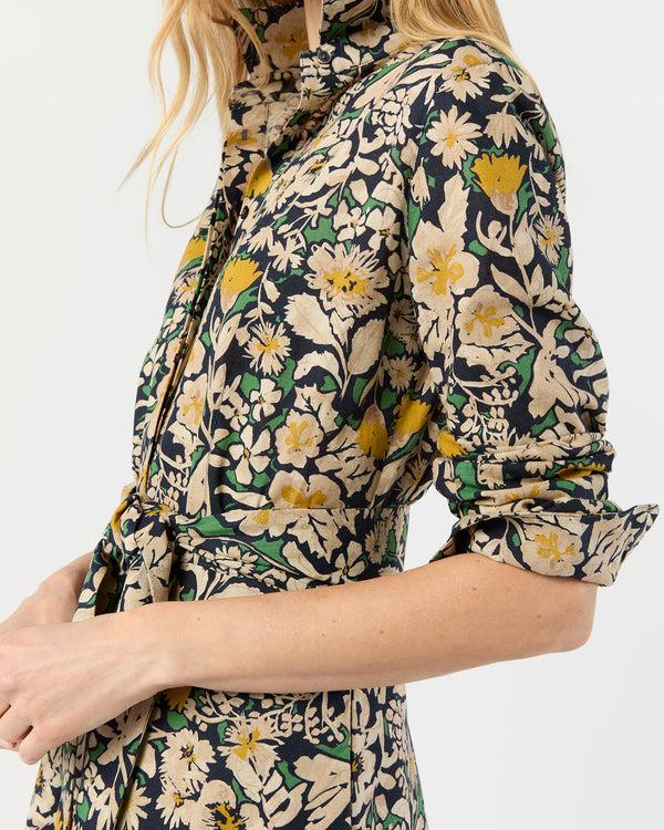 Sid Mashburn Avery Shirtwaist Dress In Navy/Multi Floral Printed Cotolino