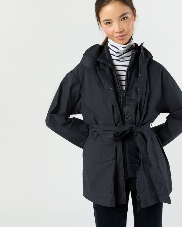 sid mashburn Bea Cashpad Jacket in Navy Dry Waxed Poplin