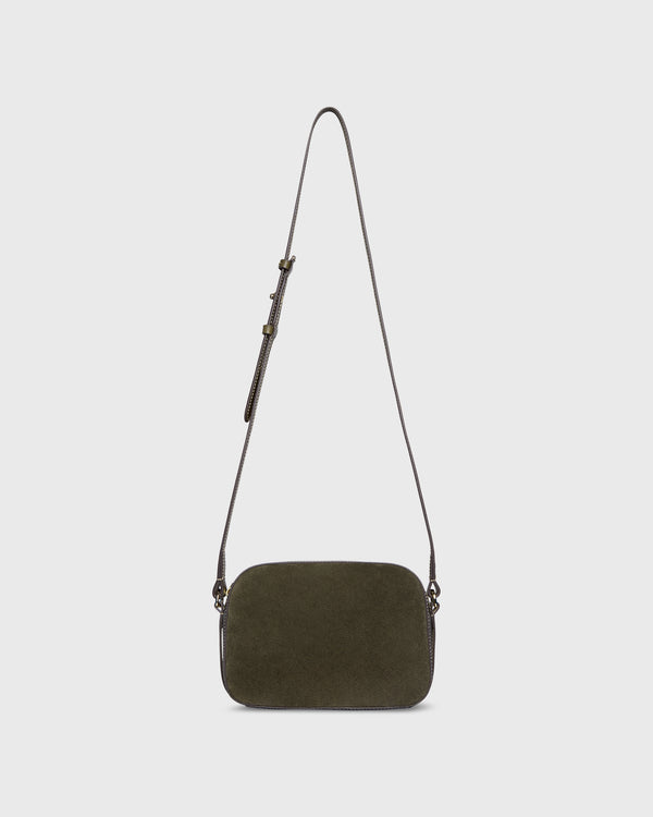 sid mashburn Bea Crossbody Bag in Olive Suede/Leather