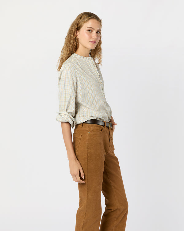Sid Mashburn Becca Shirt In Olive/Ochre/Blue Tattersall Brushed Twill