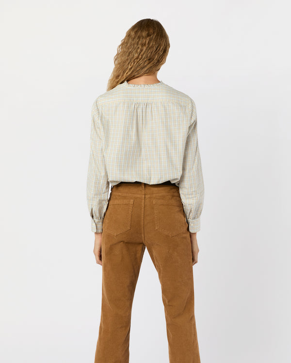 Sid Mashburn Becca Shirt In Olive/Ochre/Blue Tattersall Brushed Twill