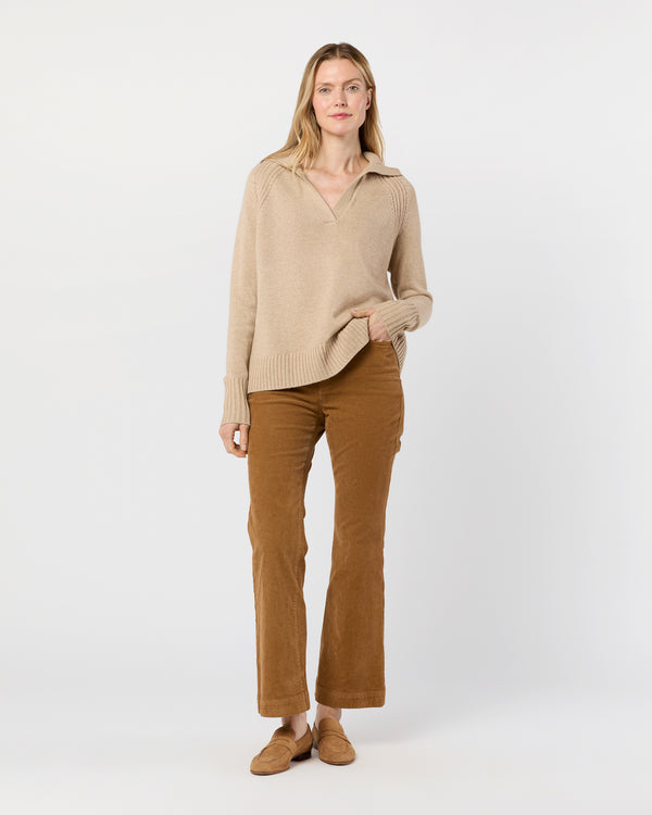 Sid Mashburn Blaire Johnny-Collar Jersey Sweater In Heather Oat Cashmere